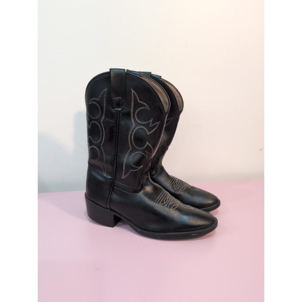 Boys Black Western Cowboy Boots Size 1
